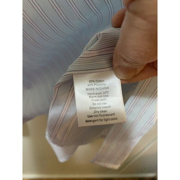 Takumi Japan Shirt Mens Large Dress Oxford Button‎ Up Suit French Cuff Stripe - Picture 6 of 12